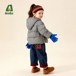 Amila 2026 Kids Winter Children's Mid Length Plaid Down Jacket Windproof, Waterproof, Warm Hooded Jacket, College Style