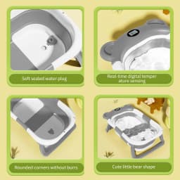 Foldable Baby Bathtub Eco-Friendly Materials Large Capacity Baby Bathing Products Portable Travel Tub with Anti-slip Support Feet and Non-slip Bath Mat