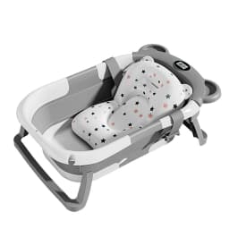 Foldable Baby Bathtub Eco-Friendly Materials Large Capacity Baby Bathing Products Portable Travel Tub with Anti-slip Support Feet and Non-slip Bath Mat