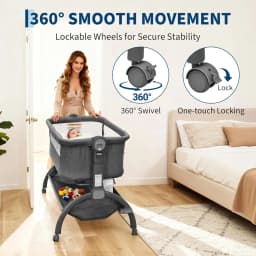 Bedside Bassinet Baby Bassinet 3 in 1 Bedside Sleeper with Baby Co-Sleeper Travel Crib with Detachable Mosquito Net for Newborn