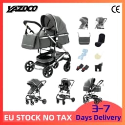 3-in-1 Baby Stroller Travel Pram, Reversible Push Handle, Aluminium Alloy Frame, One Click Foldable for Newborn to Toddler