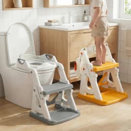 Potty Training Seat, 2 in 1 Potty Training Toilet with Step Stool for Boys Girls, Toddler Toilet Seat with Stabilizer Bar