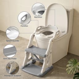Potty Training Seat, 2 in 1 Potty Training Toilet with Step Stool for Boys Girls, Toddler Toilet Seat with Stabilizer Bar