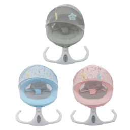 Electric Baby Swing Chair, Bluetooth Remote Control Reclining Baby Rocker, 180° Adjustable Infant Bouncer, 5V USB Powered, 12 Lullabies, 4 Swing Speeds, Timer, 3-Point Harness, Mosquito Net, for 0-18 Months, Gray Blue Pink 3 Colors