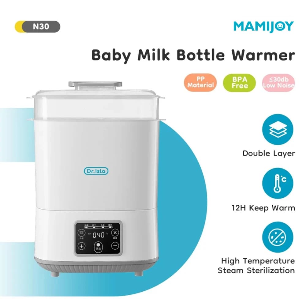 MAMIJOY Multi-function Baby Bottle Sterilizer With Drying 5 In1 Fast Bottle Heater Capacity Milk Bottle Warmer Auto Shut-Off N30