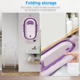Baby Bathtub with Stand, Foldable Bathtub with Non-Slip Stand, Bath Mat and Bathtub Insert for Newborns and Toddlers