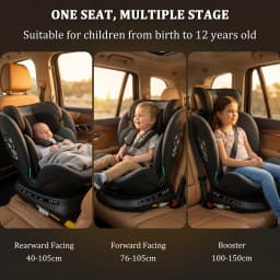 Reecle I-Size 360 Swivel Baby Car Seat, 40-150cm (0-12 Years), Compatible with ISOFIX