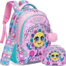 Backpack for Girls 16" Backpacks for Girls for School Sequin Backpack with Lunch Box for Elementary Students