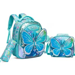 Backpack for Girls 16" Backpacks for Girls for School Sequin Backpack with Lunch Box for Elementary Students