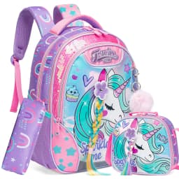 Backpack for Girls 16" Backpacks for Girls for School Sequin Backpack with Lunch Box for Elementary Students
