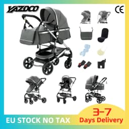 Luxury 3‑in‑1 Baby Stroller Portable Travel Carriage Folding Pram with Aluminum Frame High Landscape View for Newborns