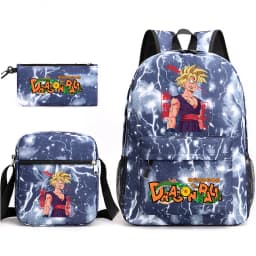 Dragon Ball Gohan Print Student Backpack for Boys Shoulder Bag Pencil Case Set School Anime Bookbag
