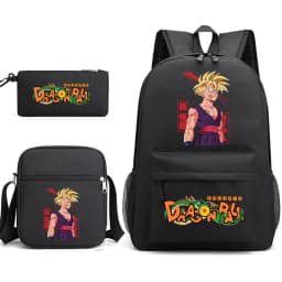 Dragon Ball Gohan Print Student Backpack for Boys Shoulder Bag Pencil Case Set School Anime Bookbag