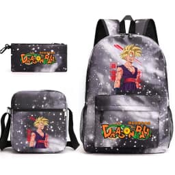 Dragon Ball Gohan Print Student Backpack for Boys Shoulder Bag Pencil Case Set School Anime Bookbag