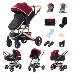 Space-Saving 3-in-1 Baby Stroller with One-Hand Fold, Lightweight Compact, Breathable Canopy & Soft Newborn Support, Shock-Absorbing Wheels 2026