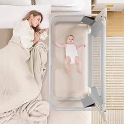 Baby Bed, 120x50cm, Cododo, with display, Breathable and Visible Mesh Window, for Babies 1 to 36 Months, Gray/Green/Pink