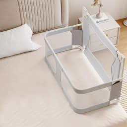 Baby Bed, 120x50cm, Cododo, with display, Breathable and Visible Mesh Window, for Babies 1 to 36 Months, Gray/Green/Pink