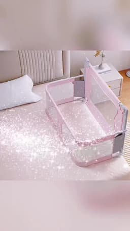 Baby Bed, 120x50cm, Cododo, with display, Breathable and Visible Mesh Window, for Babies 1 to 36 Months, Gray/Green/Pink