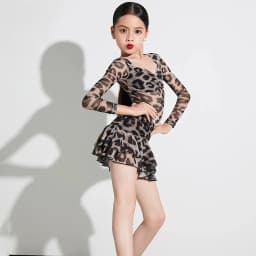 Latin Dance Outfit Leopard Print High End Texture 2026 New Professional Training Competition Stretch Ballroom Practice Dance Set