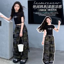 Hip Hop Girls Crop T Shirt Street Dance Camouflage Cargo Pant Boys Streetwear Sweatshirt Child Jazz K-pop Costumes Clothes Sets
