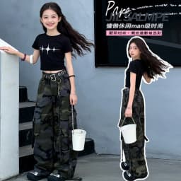 Hip Hop Girls Crop T Shirt Street Dance Camouflage Cargo Pant Boys Streetwear Sweatshirt Child Jazz K-pop Costumes Clothes Sets