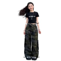 Hip Hop Girls Crop T Shirt Street Dance Camouflage Cargo Pant Boys Streetwear Sweatshirt Child Jazz K-pop Costumes Clothes Sets