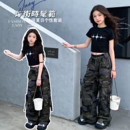 Hip Hop Girls Crop T Shirt Street Dance Camouflage Cargo Pant Boys Streetwear Sweatshirt Child Jazz K-pop Costumes Clothes Sets