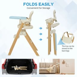 HiMISS Collapsible Portable Baby High Chair, Easy to Clean Waterproof Cushion, Removable Tray, Adjustable Footrest, Compact Toddler Booster Seat