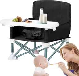 1set Folding Chair Portable Feeding Chair With Removable Tray 4 Oversized Feet For Going Out Picnic Travel