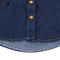 CH Boys Subtle Letter Detail Embroidery Point Collar Snap Fasteners Long Sleeve Denim Shirt Retro Daily Wear