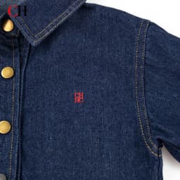 CH Boys Subtle Letter Detail Embroidery Point Collar Snap Fasteners Long Sleeve Denim Shirt Retro Daily Wear