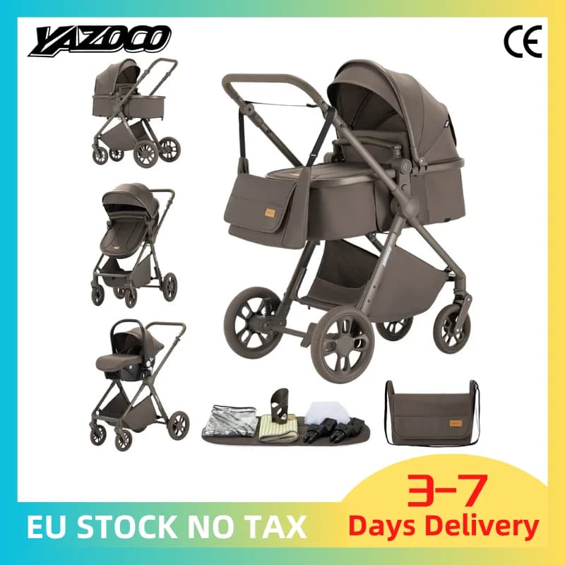 3 in 1 Newborn Baby Stroller Travel System Infant Car Seat Elevated View Lightweight Aerospace Aluminium Frame Breathable Mesh Seat One‑Hand Fold Space Saving Travel Pram