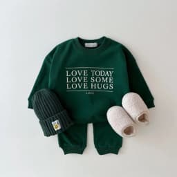2026 Autumn New Baby Long Sleeve Clothes Set Kids Sports Clothing Suit Winter Warm Children Letter Print Sweatshirt Outfits