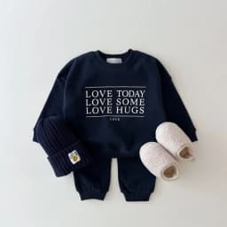 2026 Autumn New Baby Long Sleeve Clothes Set Kids Sports Clothing Suit Winter Warm Children Letter Print Sweatshirt Outfits