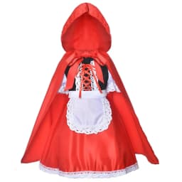 Halloween Carnival Birthday Party 5 Pieces Set Little Red Riding Hood Cosplay Costume Princess Dress + Accessories Set 1-12Yrs