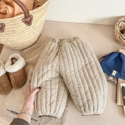 2026 Winter Korean Style Children Cotton-padded Trousers Thicken Warm Printed Baby Girls Lantern Pants