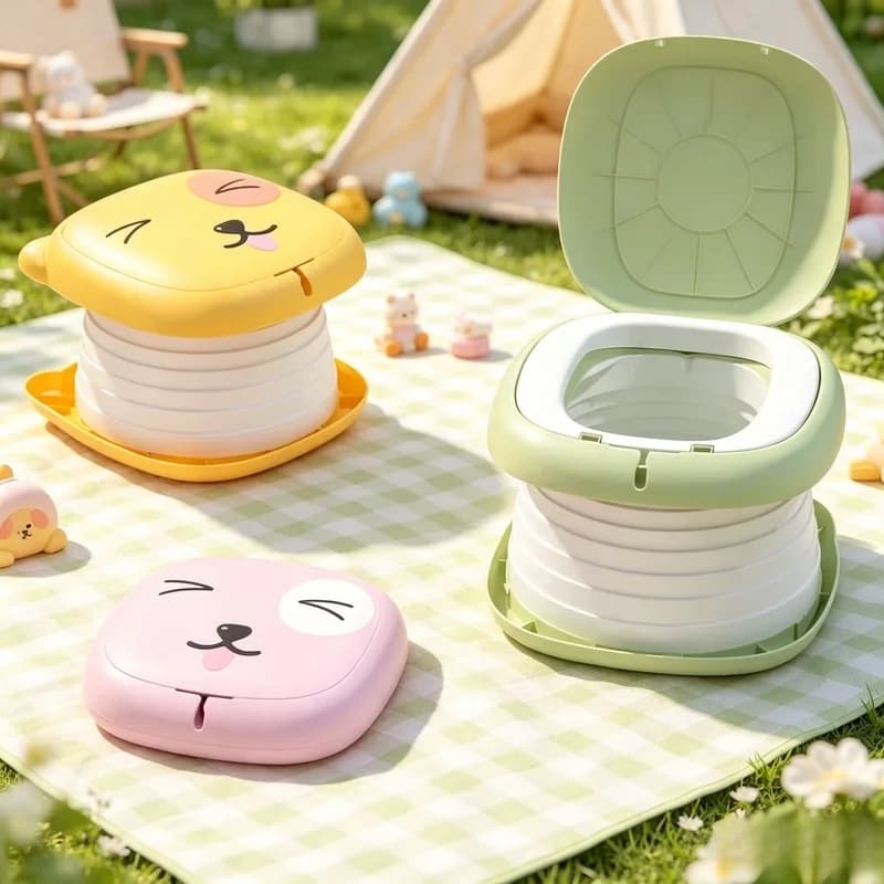 Kids Foldable Training Potty Portable Sealed Anti Odor Travel Toilet For Baby Car Outdoor Anti Leak Urinal Commode