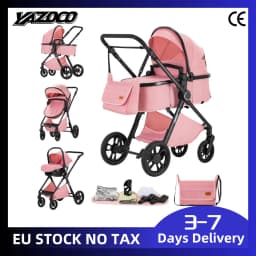 Newborn Baby Stroller 3-in-1 Luxury Pram, Portable Travel Carriage with Aluminum Frame, High Landscape View Folding Pushchair