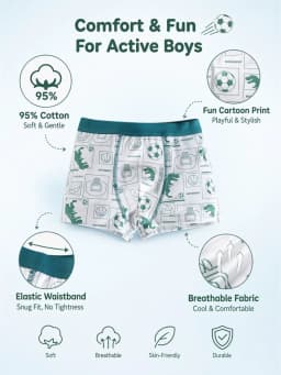 16 Pack Kids Cotton Boxer Umderwear High Elastic Waist and Breathable Underpants for Boys