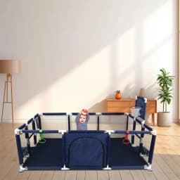 Baby Playpen, Small Playpen with Barriers, Oxford Fabric Baby Playpen, 1 Football, 1 Basketball, 1 Air Pump, 2 Rings, 8 Suction Cups, The Small Playpen for Apartments