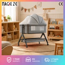 3 Height Adjustable Baby Bassinet Portable Bedside Co Sleeper Mobile Infant Cradle Rocking Bed with 5 Degree Anti Milk Spitting Tilt Lockable Silent Swivel Wheels Bottom Storage Basket Sunshade Mosquito Net Breathable Mesh Cot for Newborns