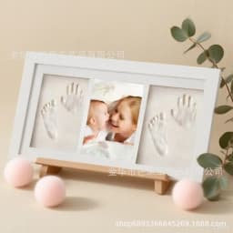 Newborn Hand Footprint Clay Photo Frame Six-Grid Commemorative Frame With Custom ID Tag Baby Memory Keepsake Gift For Infant