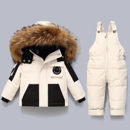 Russia Children Winter Set Warm Boy Ski Suit Thick Baby Girls Snowsuit 2pcs Set Boys Down Coat and Jumpsuit Kids Clothes 1-5 Yrs