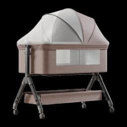 Multifunctional Baby Bassinet Co Sleeper Bedside Crib Portable Infant Cradle Rocking Bed with 5 Degree Anti Reflux Incline 3 Level Height Adjustable Lockable Swivel Wheels Storage Basket Breathable Mesh Shade Mosquito Net Cot for Newborns