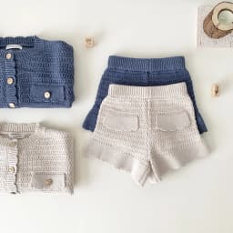 New Autumn Winter Toddlers Girls Knitted Sets Cardigan Sweater Shorts 2pcs Korean Style Baby Kids Princess Outfits