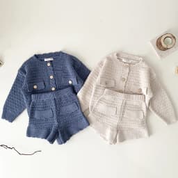 New Autumn Winter Toddlers Girls Knitted Sets Cardigan Sweater Shorts 2pcs Korean Style Baby Kids Princess Outfits