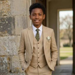 Linen 3 Pieces Beach Wedding Boy Suits Prom Classic Light Wear For Kids Outdoor Garden Elegant Family Summer Celebrations