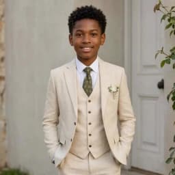 Linen 3 Pieces Beach Wedding Boy Suits Prom Classic Light Wear For Kids Outdoor Garden Elegant Family Summer Celebrations