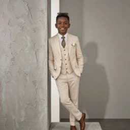 Linen 3 Pieces Beach Wedding Boy Suits Prom Classic Light Wear For Kids Outdoor Garden Elegant Family Summer Celebrations