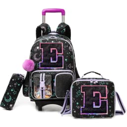 Backpack with Wheels for Girls Rolling Backpack Cute Carry on Backpack Kids Luggage with Lunch Box Pencil Case for Student